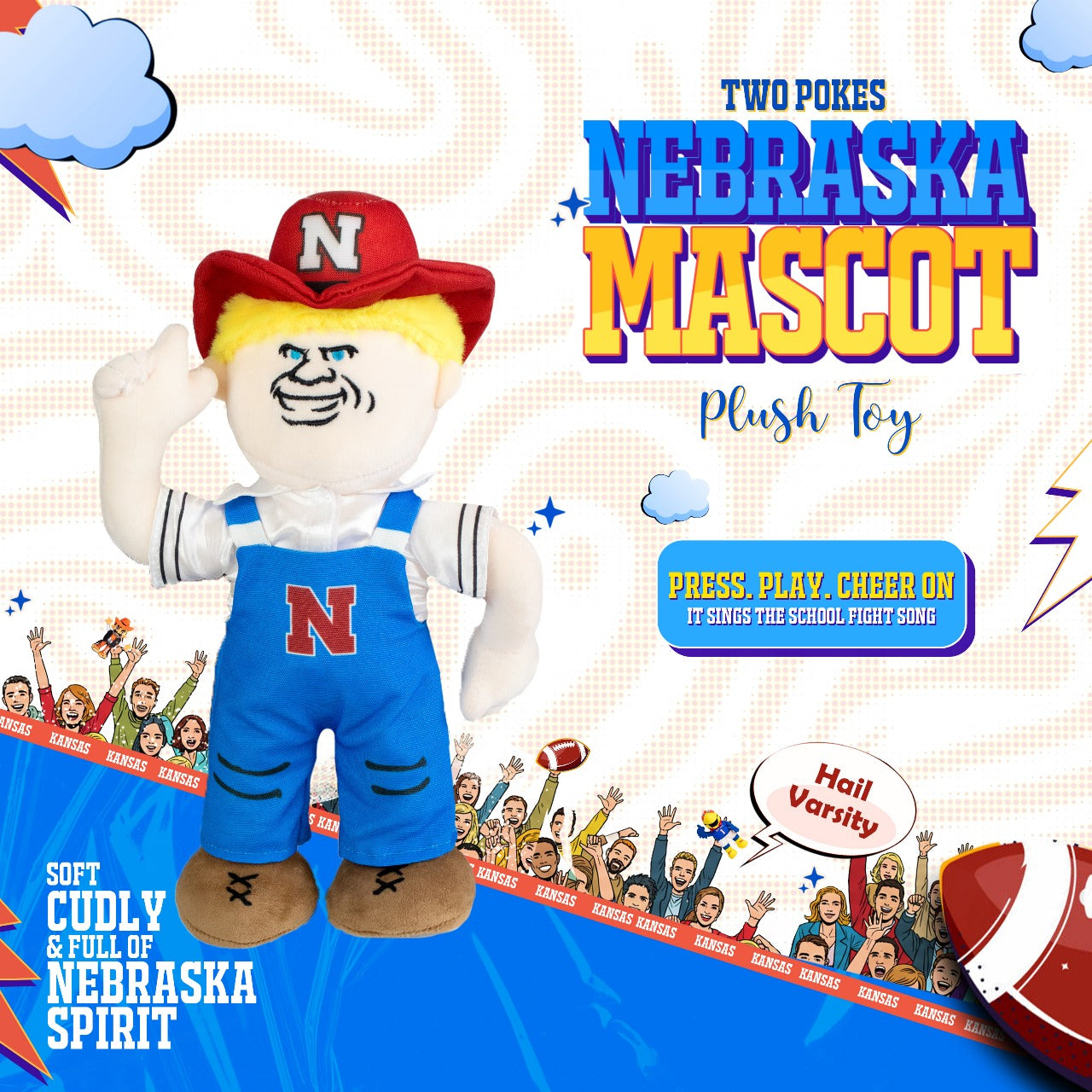Nebraska Blonde Herbie Plush Toy – Dancing Mascot Doll