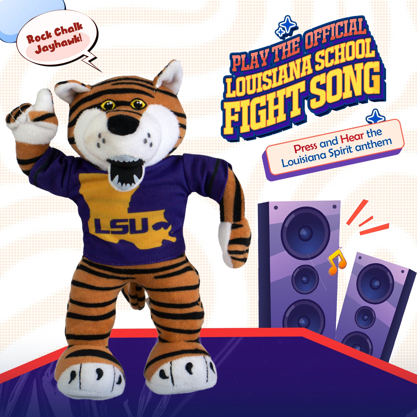 Two Pokes LSU Mike The Tiger Mascot Plush