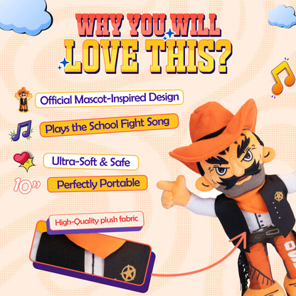 Oklahoma State Small Cowboys Pistol Pete Plush 16" – Musical Mascot Toy
