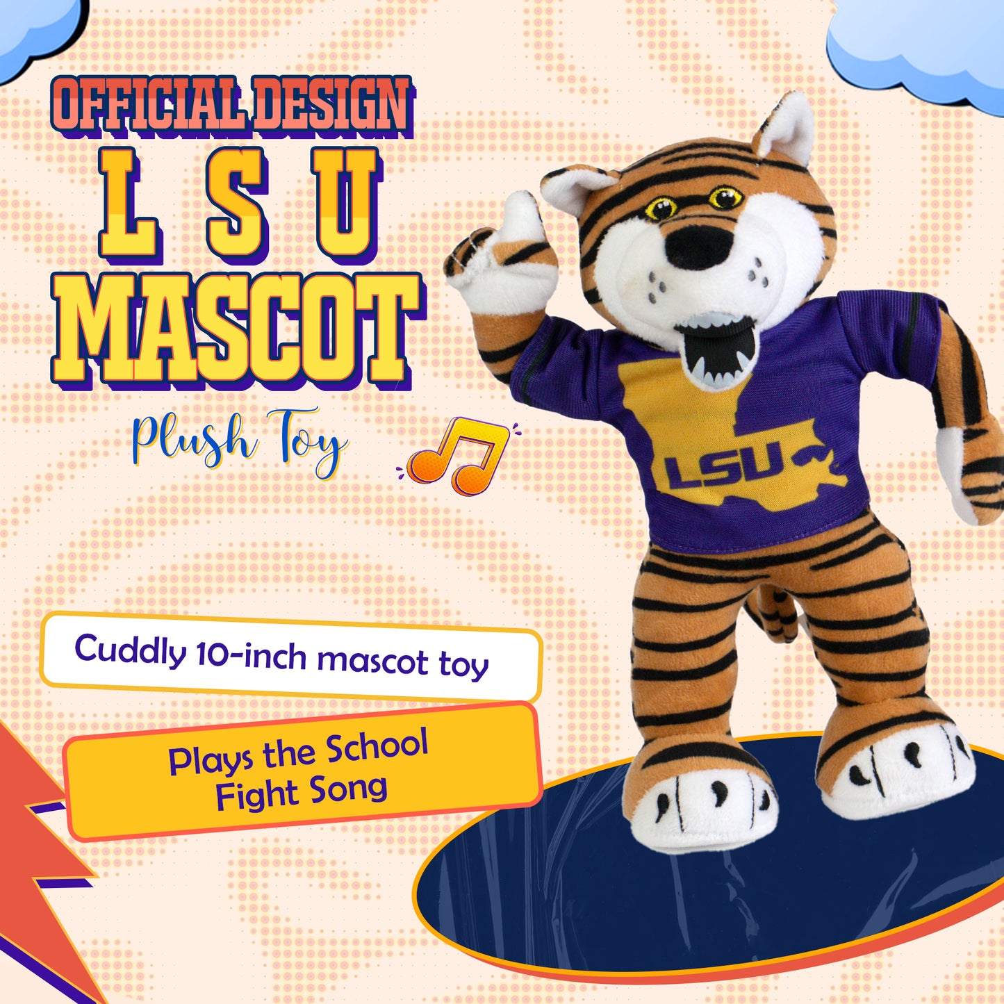 Two Pokes LSU Mike The Tiger Mascot Plush