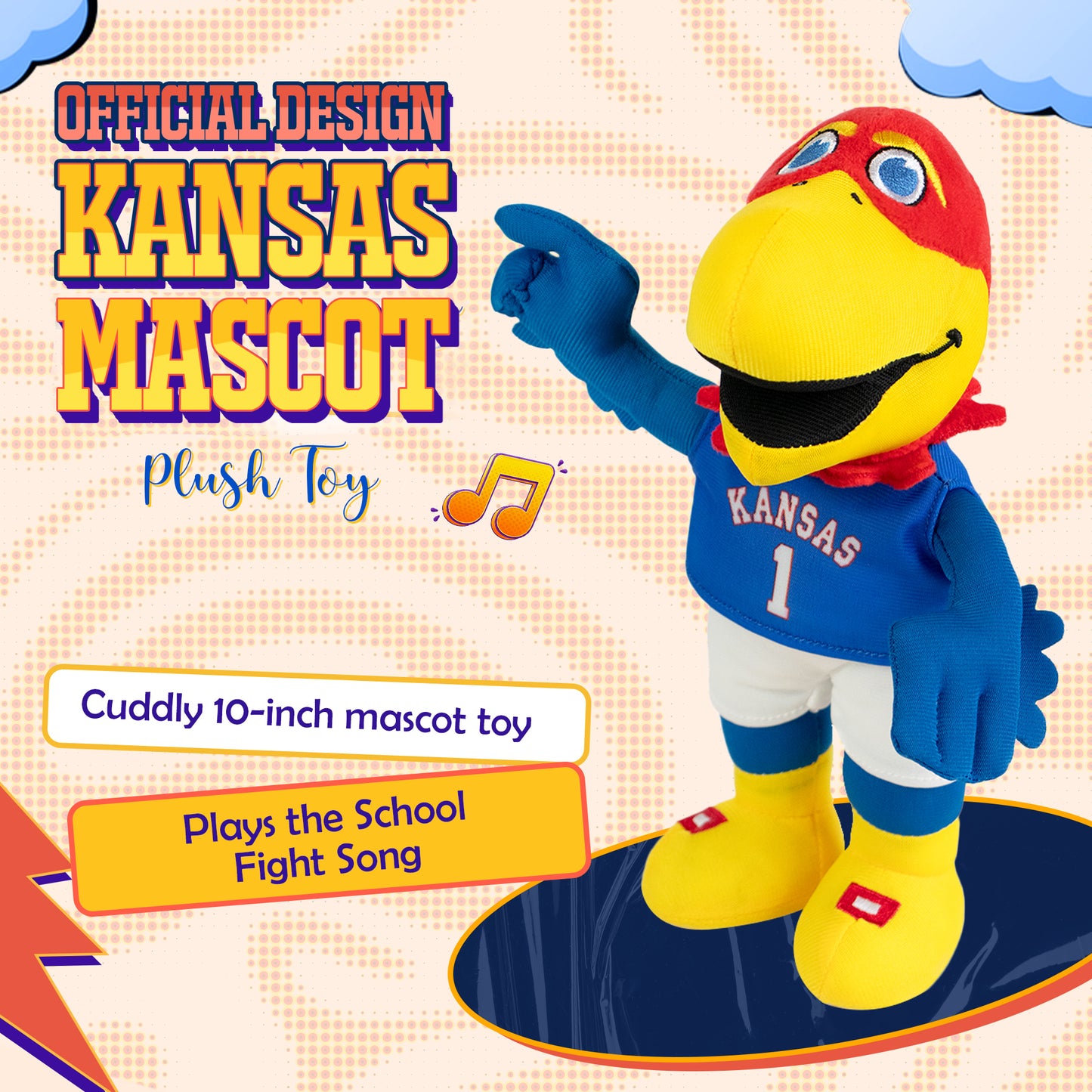 Kansas Jayhawk Mascot Plush Toy – Dancing Stuffed Animal